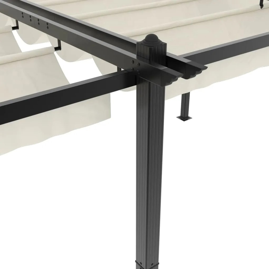 Gazebo de jardim com teto retrátil 3x6 m alumínio creme