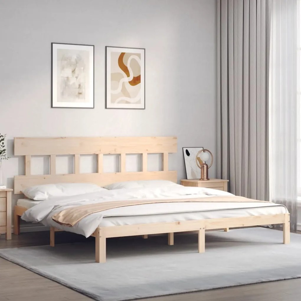 Cama sem colchão 200x200 cm madeira de pinho maciça