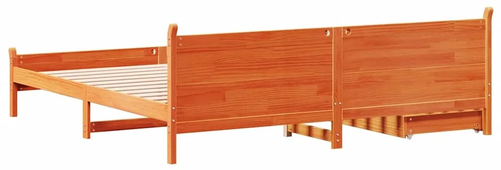 Cama sem colchão 200x200 cm pinho maciço castanho-mel