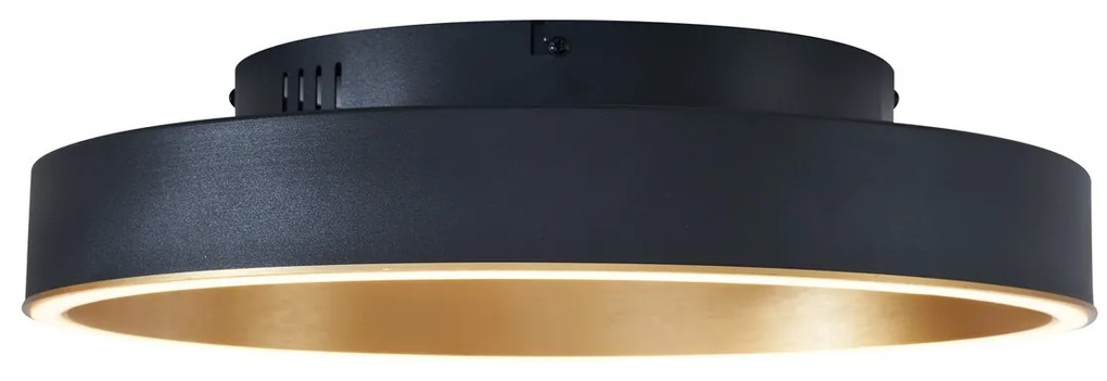 Plafon de design preto com dourado 40cm incl. LED com interruptor de 3 níveis - Ingo Design