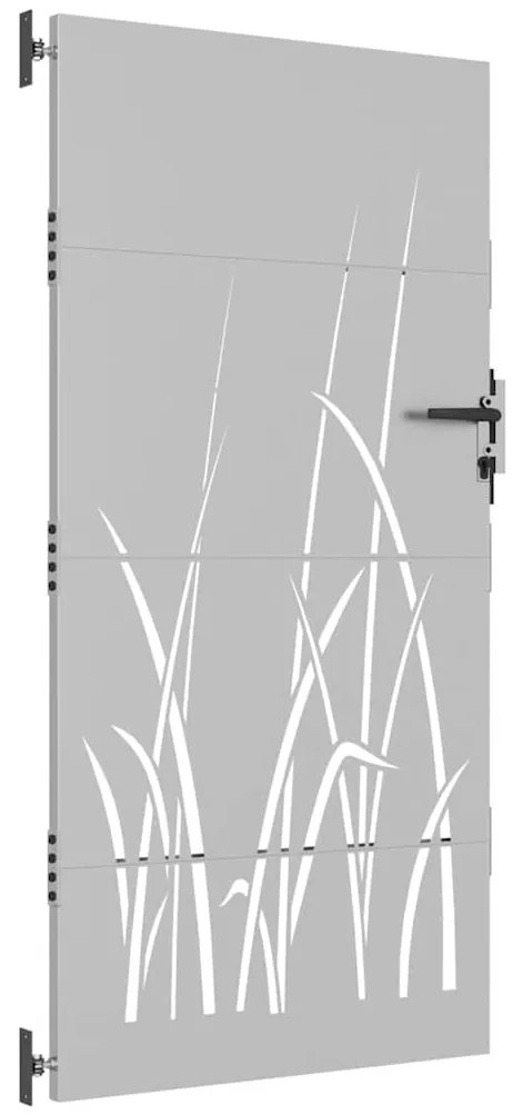 Portão de jardim 85x200 cm aço corten design erva