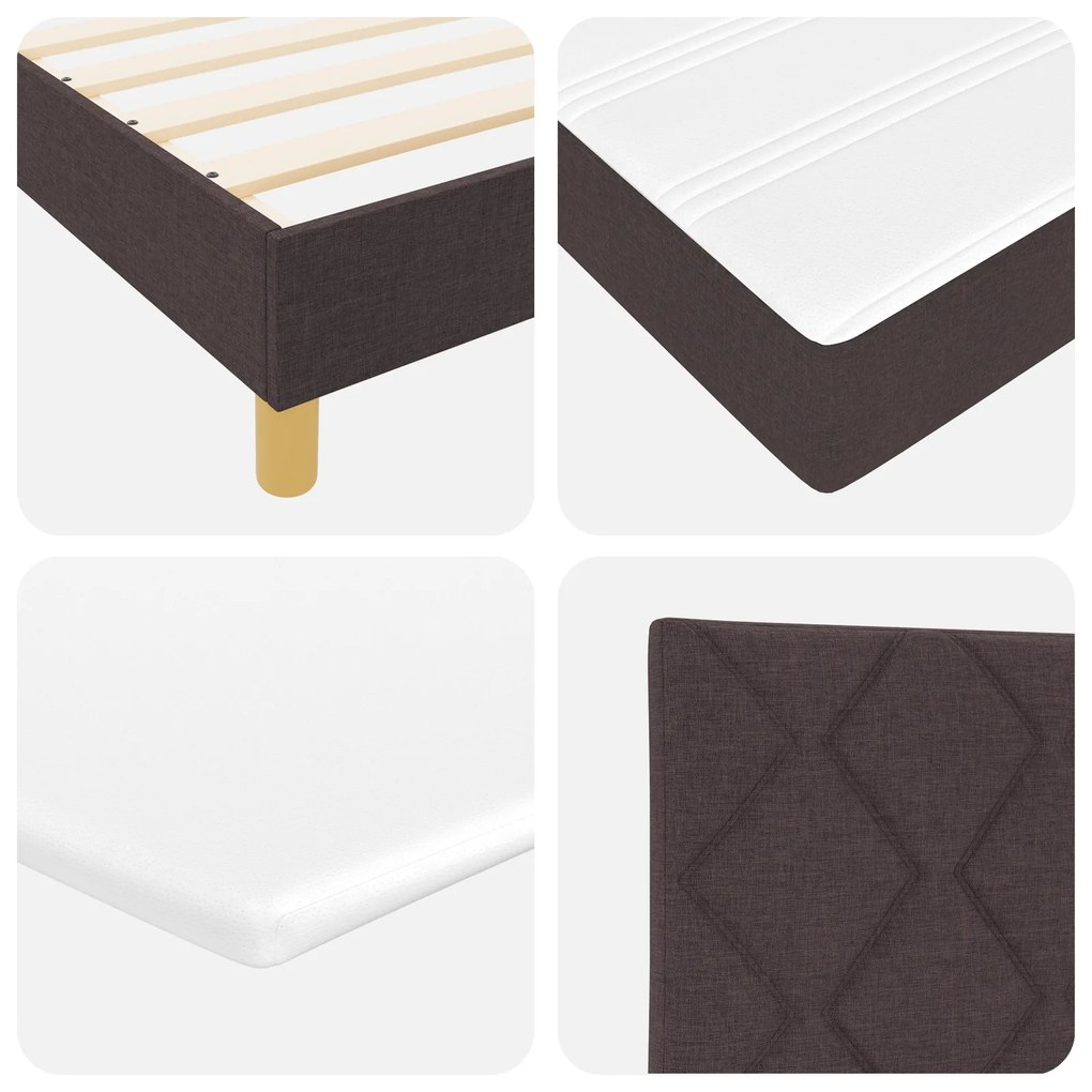 Cama Box Spring com Colchão Castanho Escuro 160x200 cm Tecido