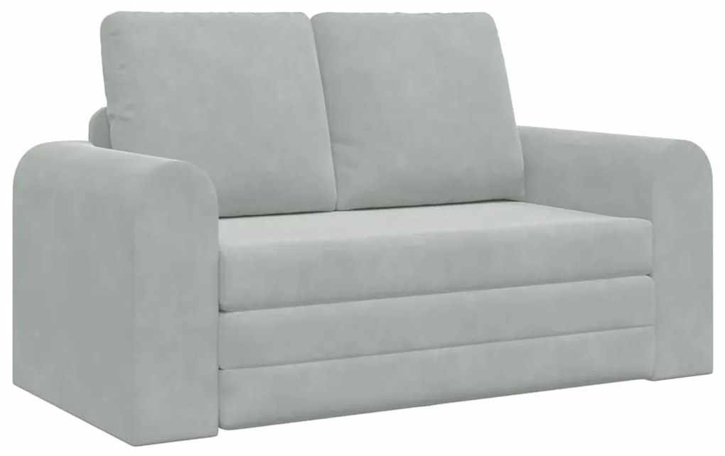 Sofá Cama de Piso 2-em-1 Cinza Claro 148x71x83 cm Veludo