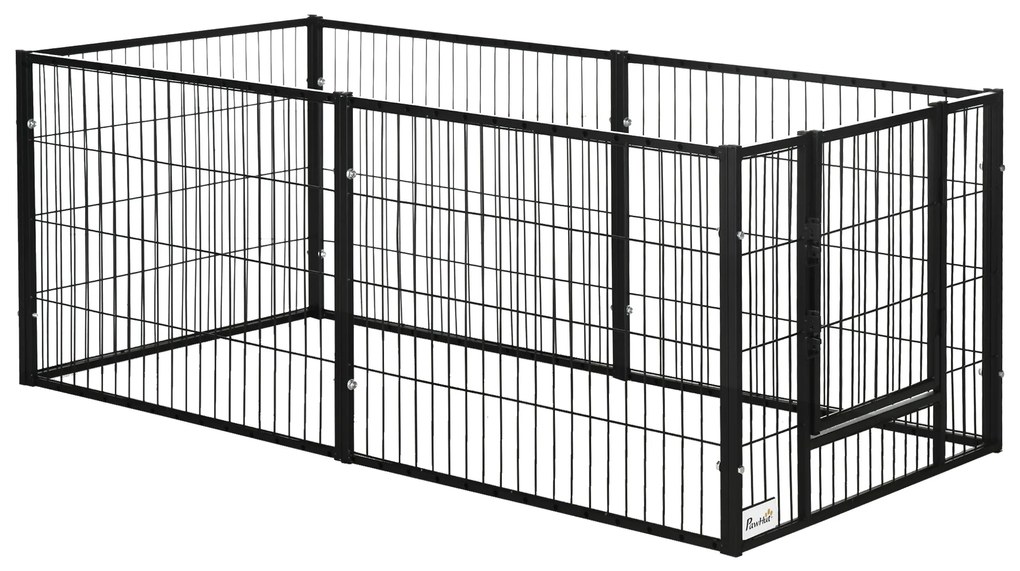 Parque para Cães de 6 Painéis com Largura Ajustável e Estrutura de Aço 82,5-150x79x61 cm Preto