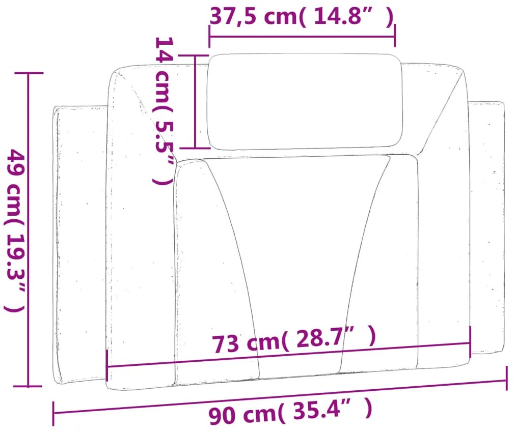 Almofadão de cabeceira 90 cm couro artificial castanho