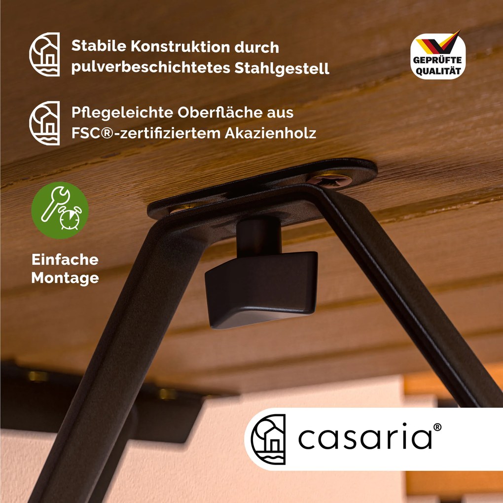 Conjunto de jardim de 3 peças em madeira de acácia com certificação FSC® Castanho