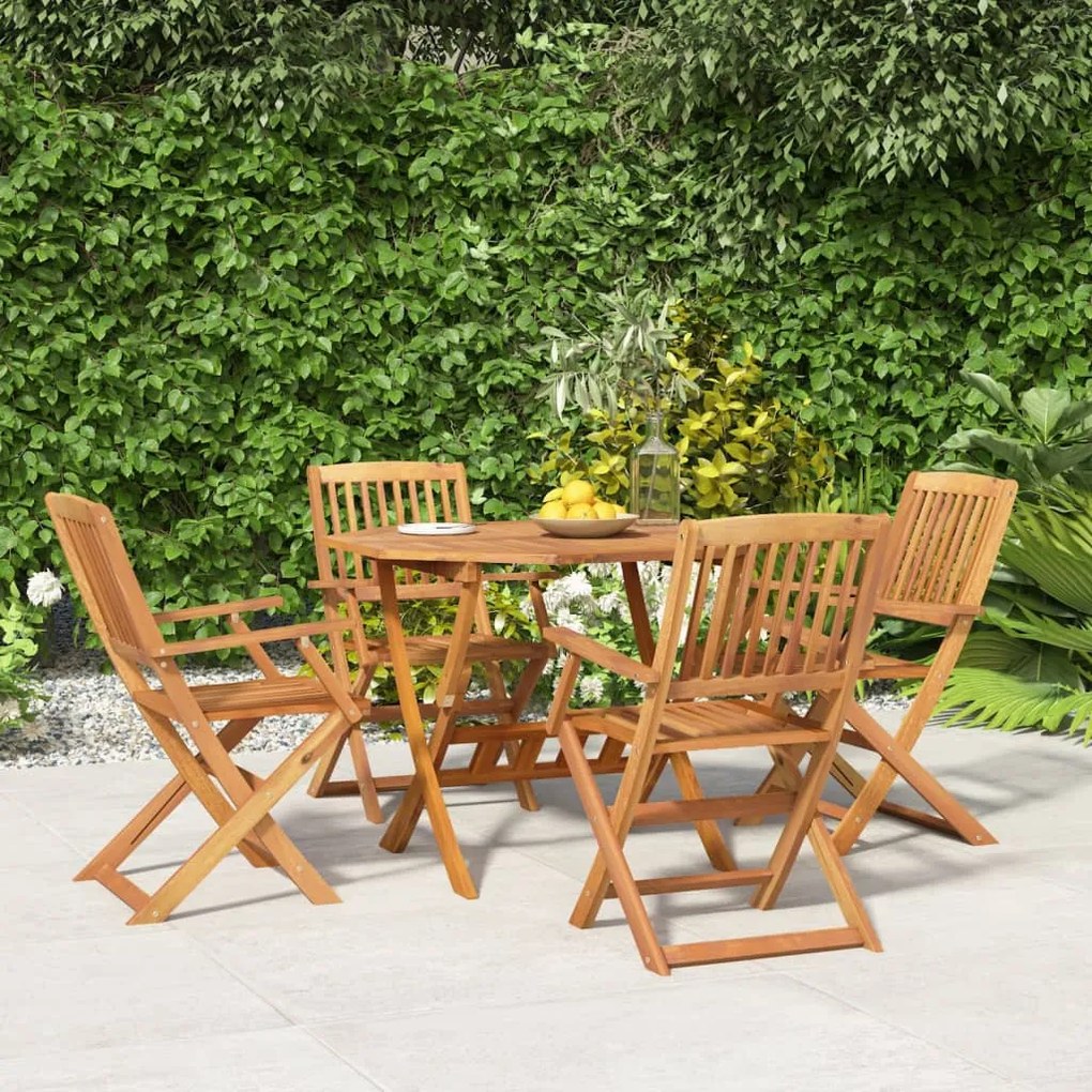 vidaXL Conjunto de jantar p/ jardim 5 pcs madeira de acácia maciça