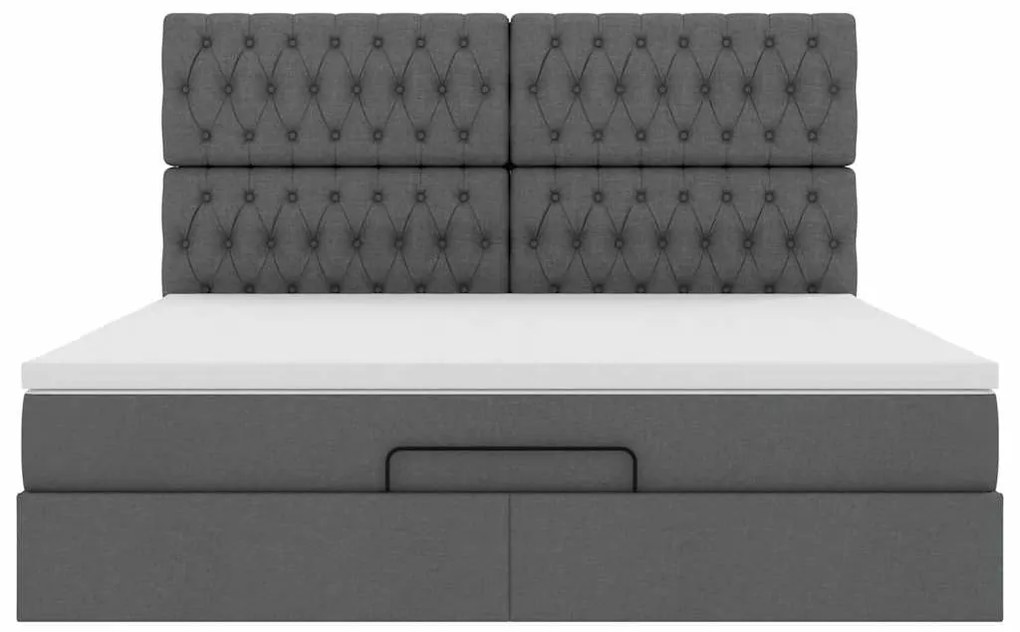 Estrutura de cama otomana com colchão 180x200cm cinzento escuro