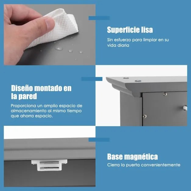 Armário de parede para casa de banho com prateleira interna regulável em altura 60 x 20 x 70,5 cm Cinzento