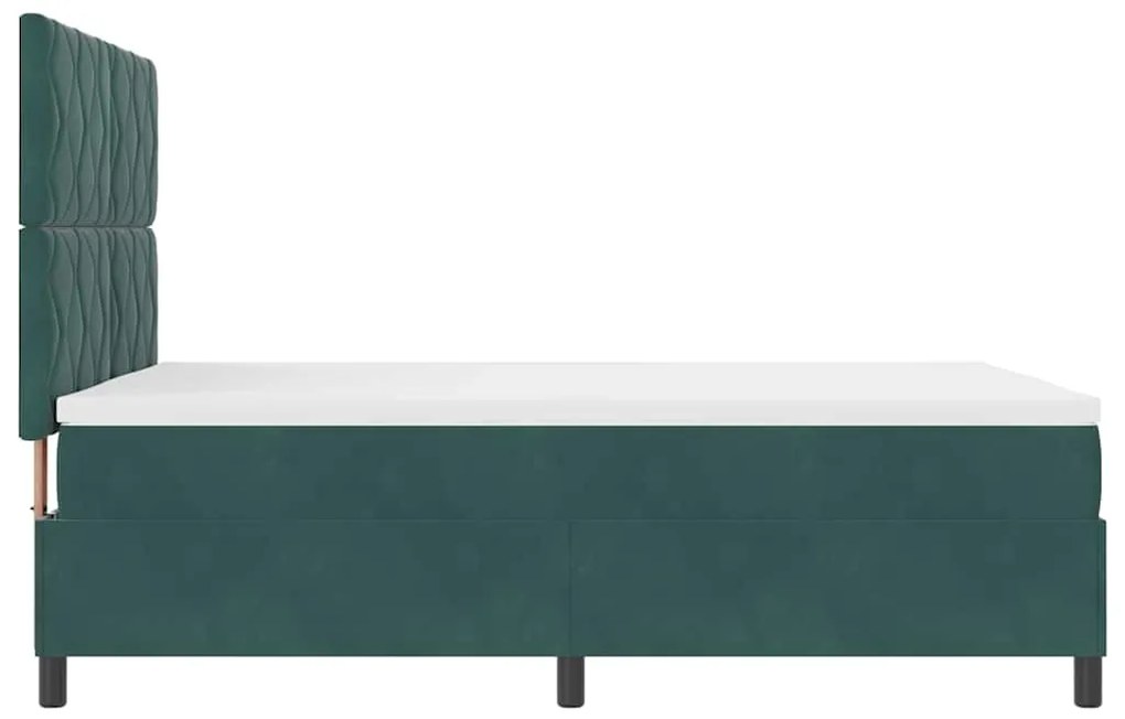 Cama Box Spring vidaXL com Colchão e LED Verde Escuro 140x200 cm Velud
