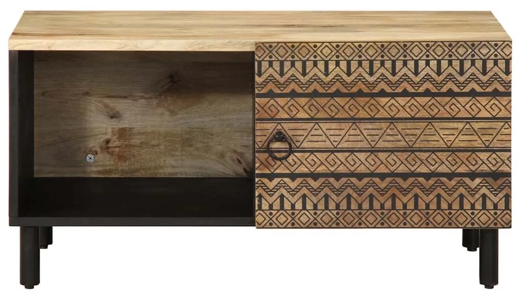 Mesa de centro 80x50x40cm madeira mangueira áspera maciça preto