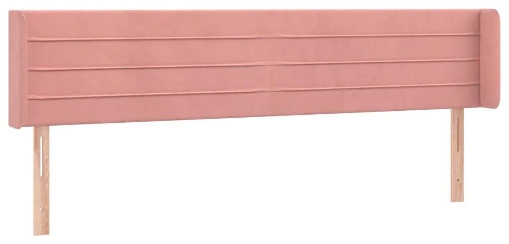 Cabeceira de cama c/ luzes LED veludo 163x16x78/88 cm rosa