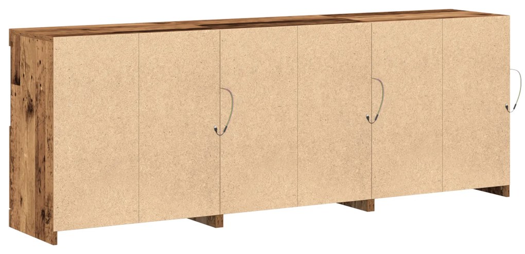 Aparador com Luzes LED Madeira Envelhecida 181.5x37x67 cm Madeira de E