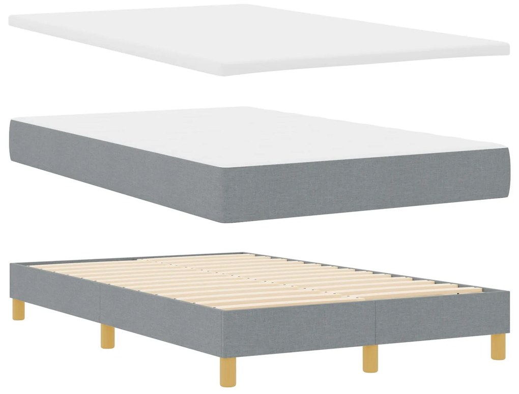 Cama Box Spring com Colchão Cinza Claro 120x190 cm Tecido