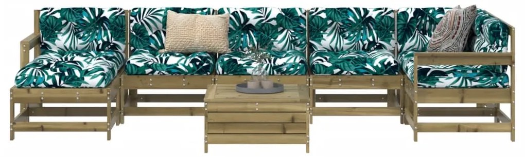 8 pcs conjunto sofás de jardim madeira de pinho impregnada