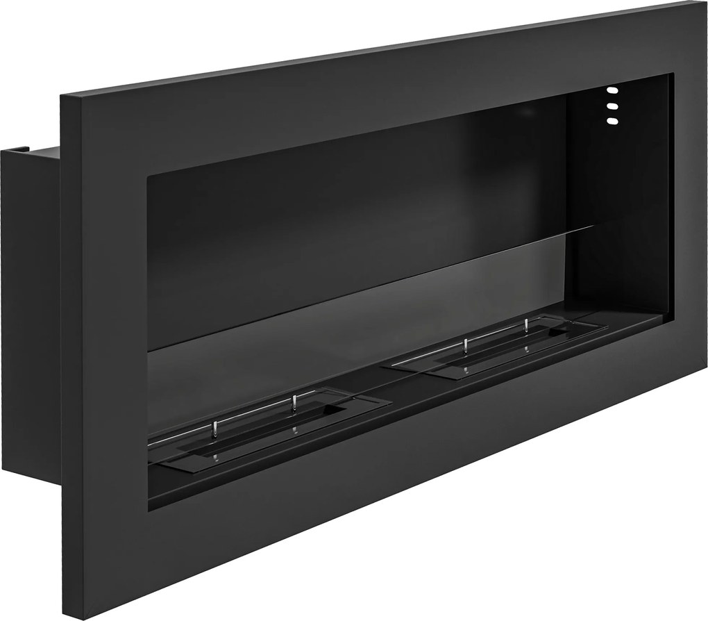 HOMCOM Lareira de Bioetanol 10.000 Btu com Tanque de 0,8L Tempo de Combustão 3H para Interiores 25-30 m² 90x15x40 cm Preto | Aosom Portugal