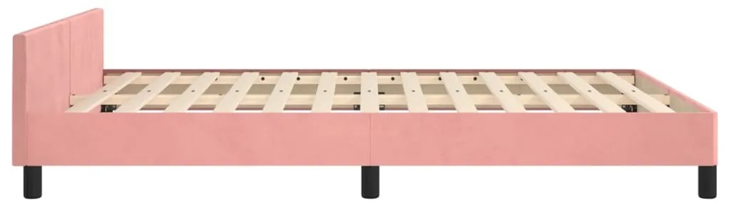 Estrutura de cama c/ cabeceira 140x190 cm veludo rosa