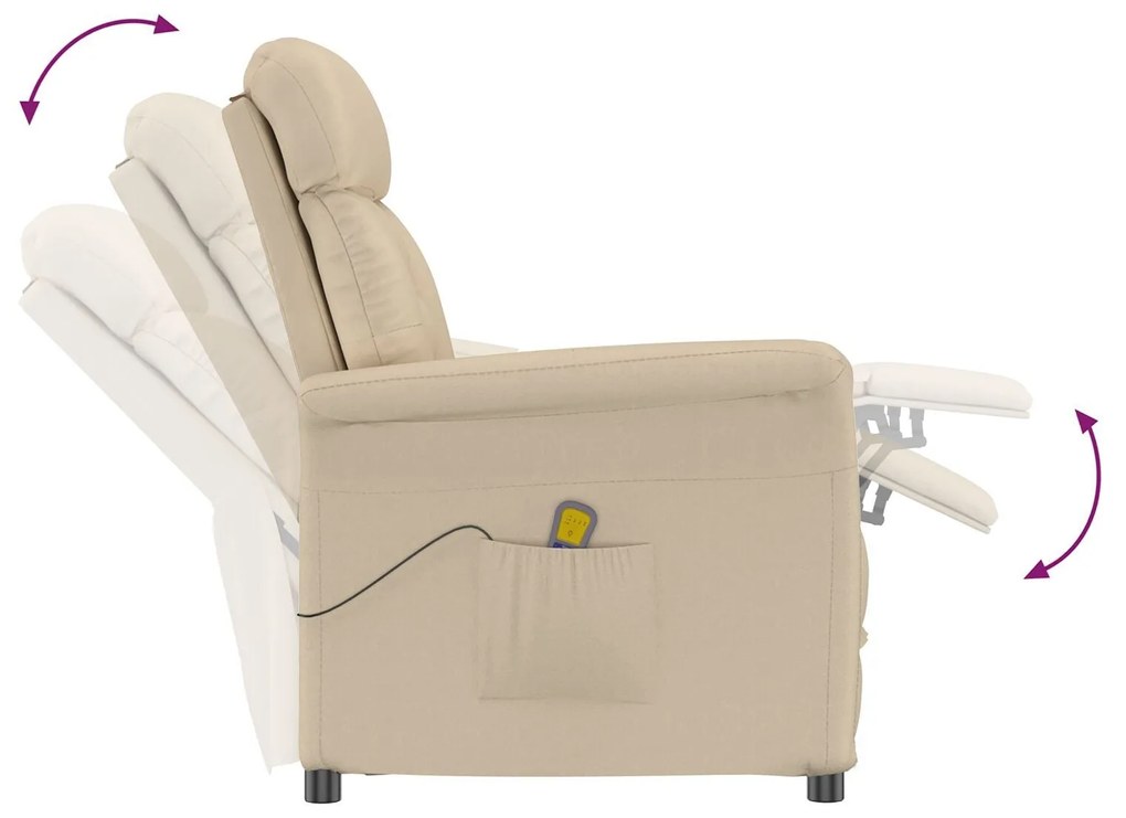 Cadeira de Massagem vidaXL em Tecido Microfibra Creme