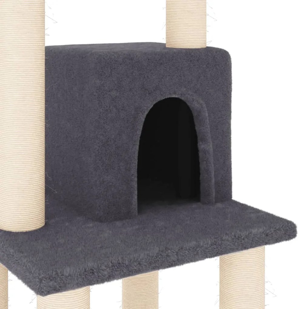 Árvore p/ gatos c/ postes arranhadores sisal 105cm cinza-escuro