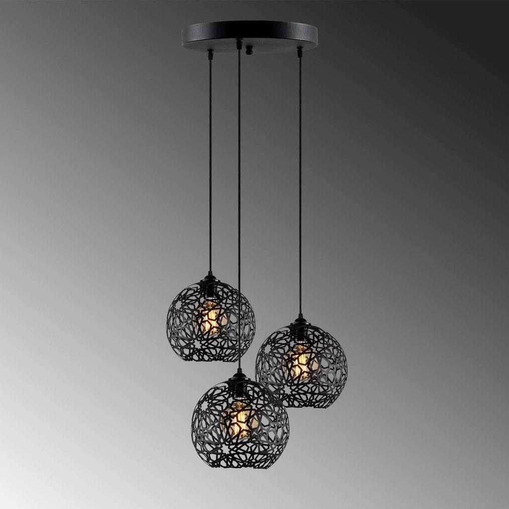 Candeeiro de Teto Fellini – Preto – Diâmetro 65 cm, Altura 117 cm
