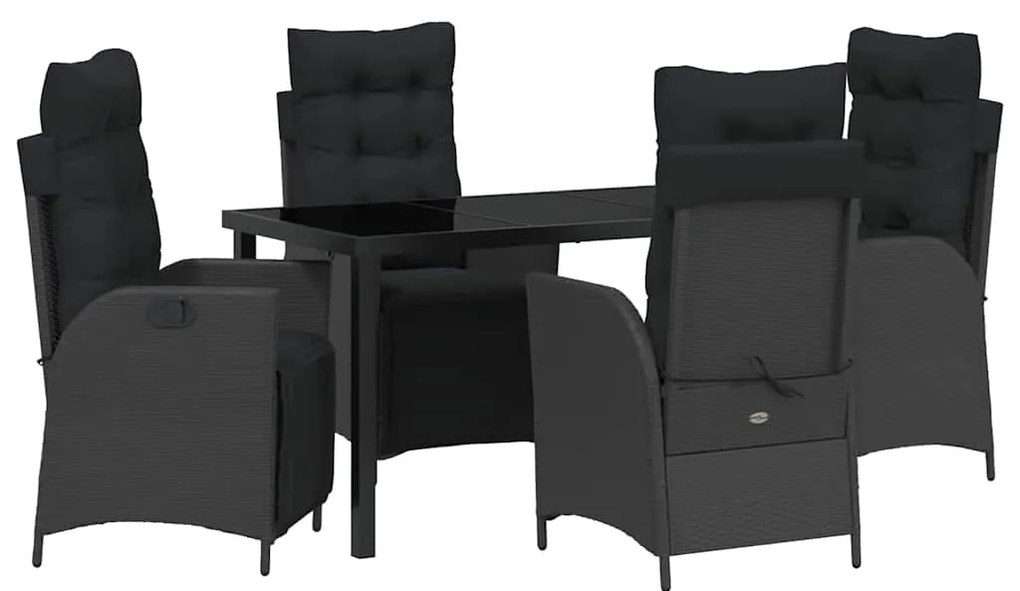 Conjunto de Jantar de Jardim de 5 Peças em Rattan Preto