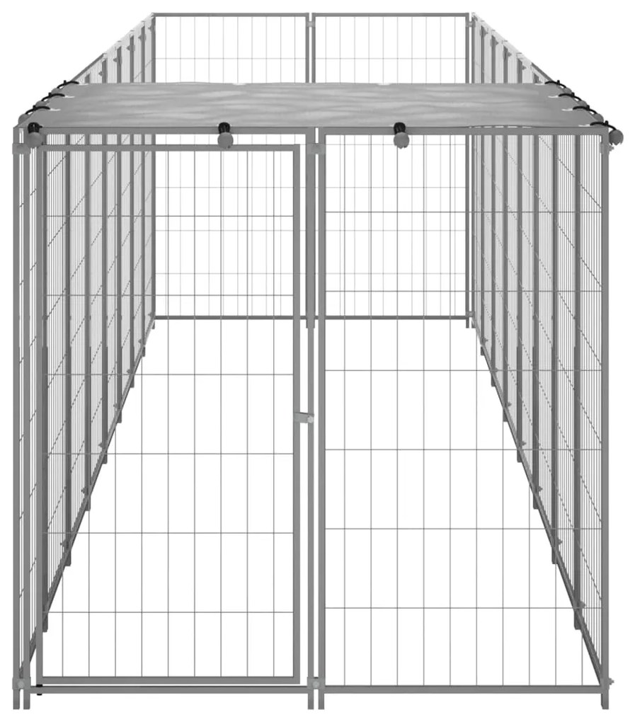 Canil para cães 4,84 m² aço prateado