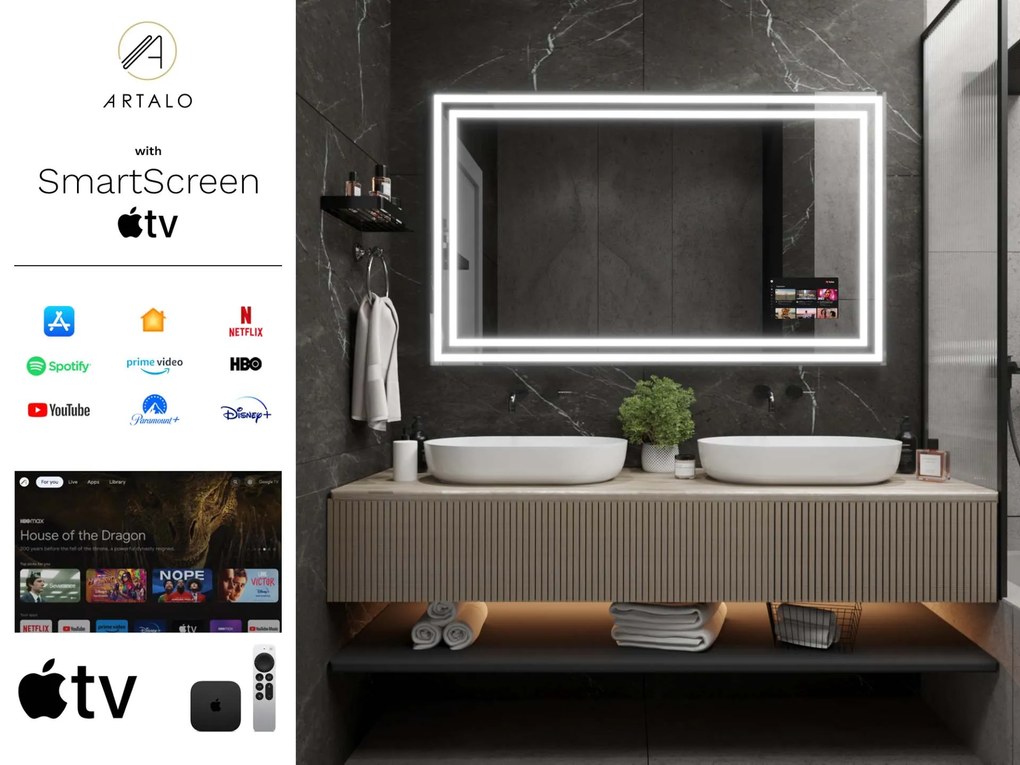 Espelho LED com moldura para casa de banho M3