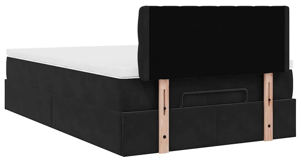 Estrutura de cama otomana com colchão 120x200 cm veludo preto