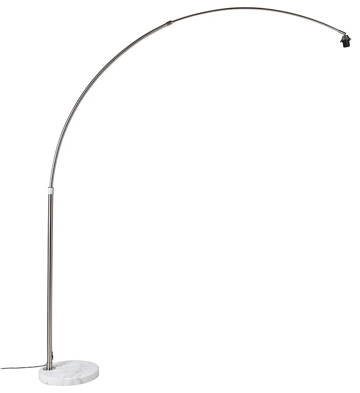 Candeeiro de Arco em Aço com Base em Mármore Branco Ajustável - XXL Moderno