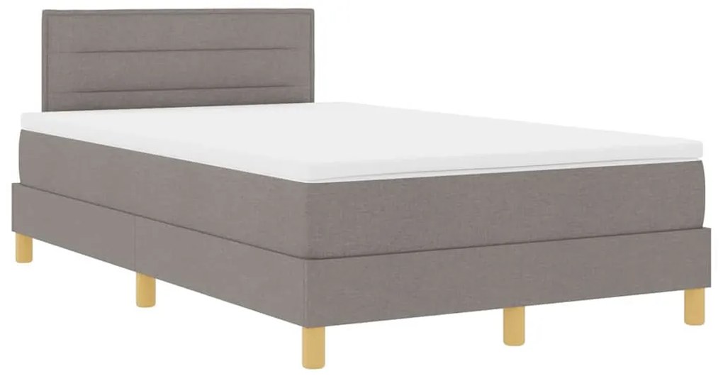 Cama Box Spring com Colchão e LED Taupe 120x200 cm Tecido