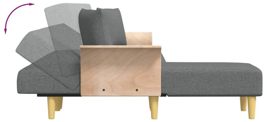 Sofá-cama em forma de L 279x140x70 cm tecido cinzento-escuro