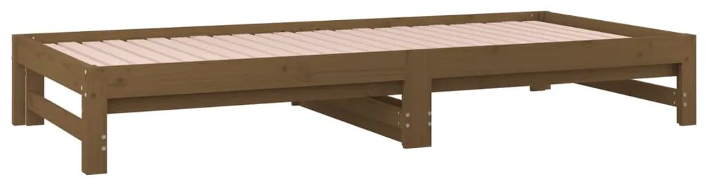 Estrutura sofá-cama de puxar 2x(90x200) cm pinho castanho-mel