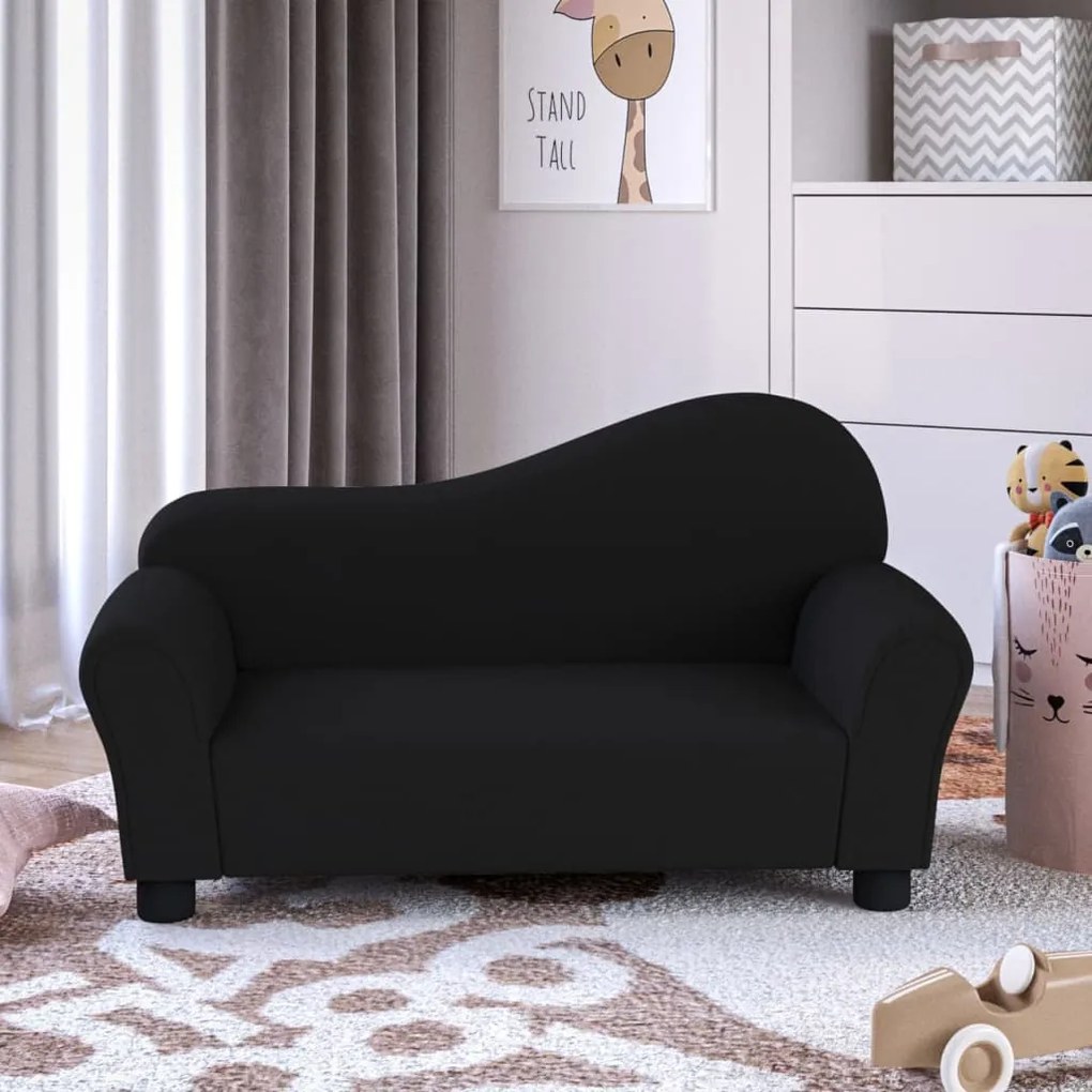 vidaXL Sofá infantil tecido preto