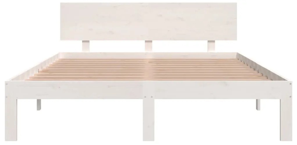 Estrutura de cama 140x190 cm pinho maciço branco
