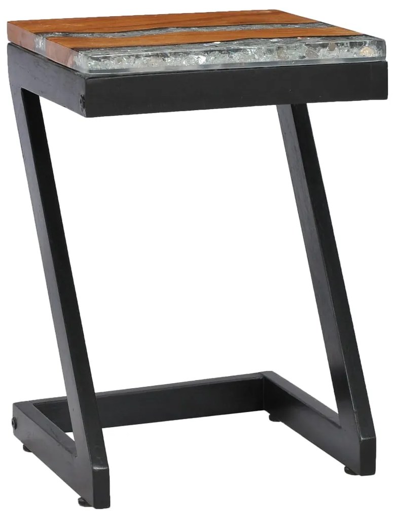 Mesa de centro 30x30x50 cm madeira de teca maciça e poliresina