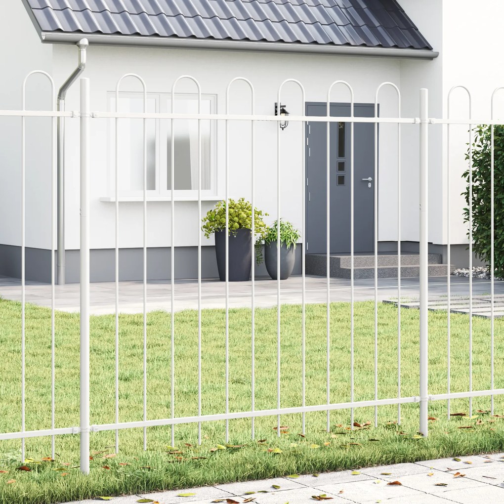 Cerca de Jardim vidaXL com Topo em Arco Branco 5,1x1,5 m em Aço