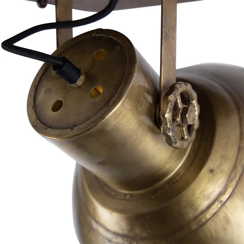 Foco de teto industrial bronze com madeira 30 cm - Mangoes Industrial