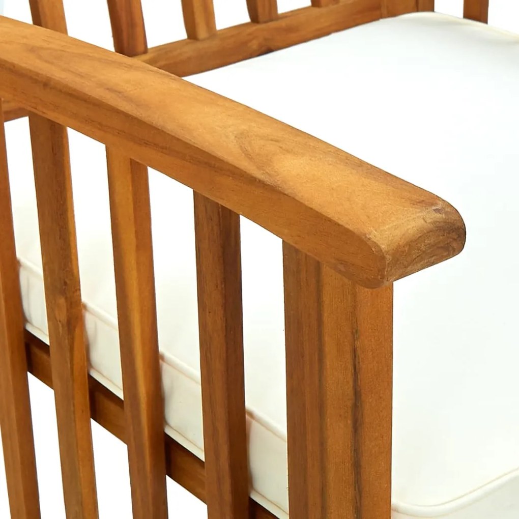 Cadeiras de jantar p/ jardim 3 pcs c/ almofadões acácia maciça