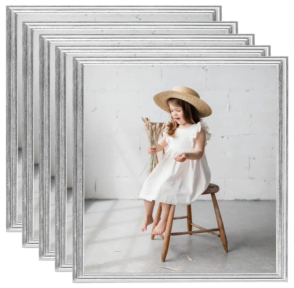 vidaXL Molduras para parede 5 pcs 40x40 cm MDF prateado
