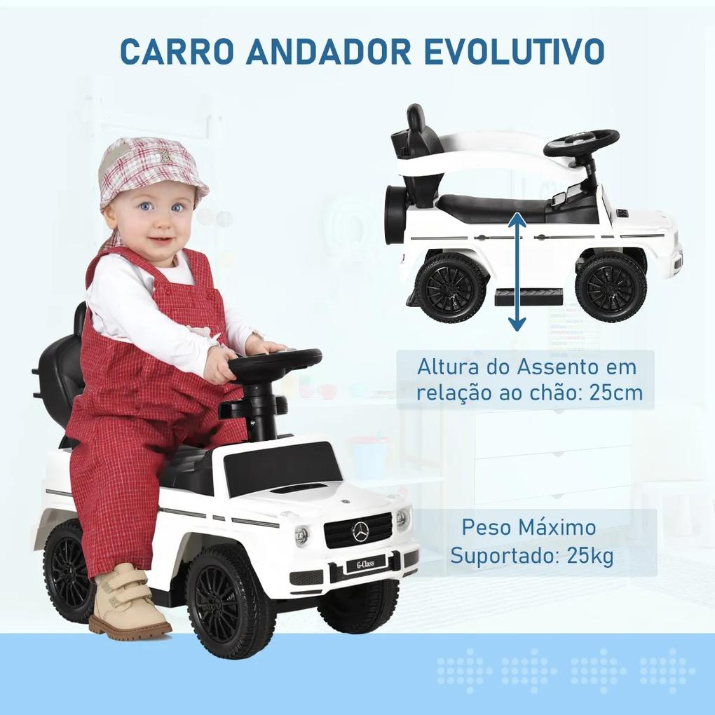 Carro de Passeio Carro Andador para Crianças acima de 12 Meses Mercedes G350 com Buzina Capô Removível Encosto e Suporte de Proteção 85,5x40,5x95cm Br