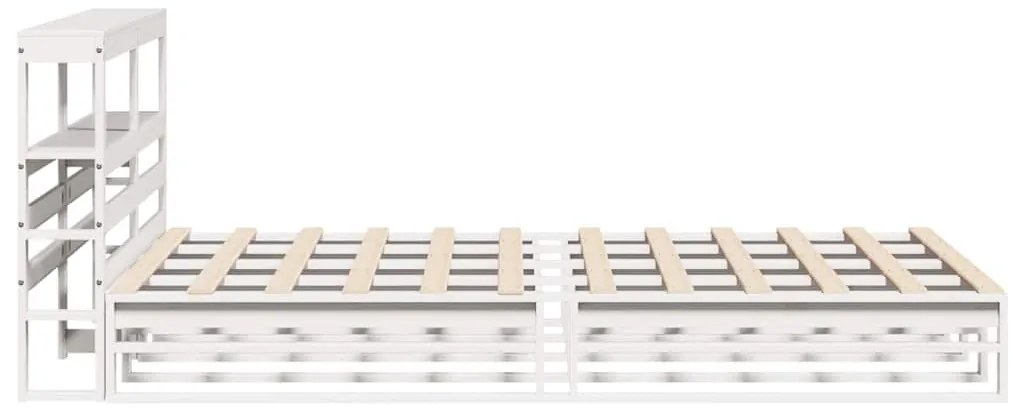 Cama sem colchão 140x190 cm madeira de pinho maciça branco