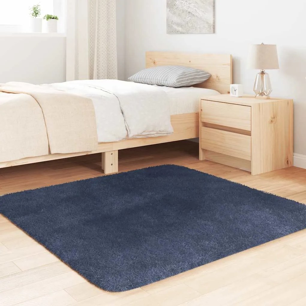 Tapete shaggy de pelo alto NAVARRA 120x120 cm azul-marinho