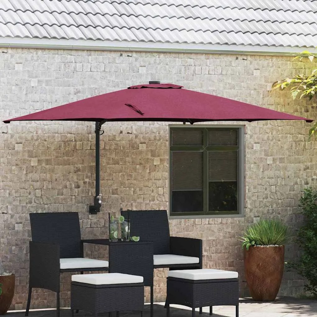 vidaXL Guarda-sol de Jardim Vermelho Bordeaux 248,5 x 247,5 x 160 cm