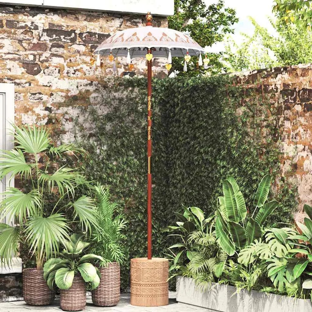 vidaXL Parasol Balinês Creme (90-100) x 260 cm