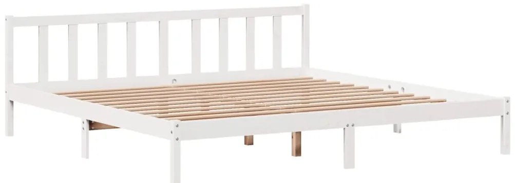 Cama sem colchão 200x200 cm madeira de pinho maciça branco