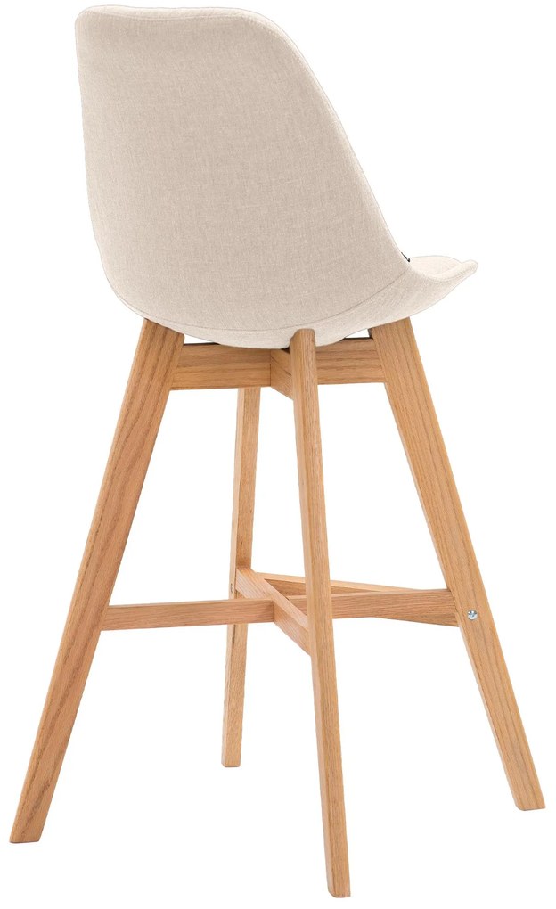 Banco de bar Cannes em tecido e com estrutura de Cor Natural 48 x 112 x 56 cm Creme