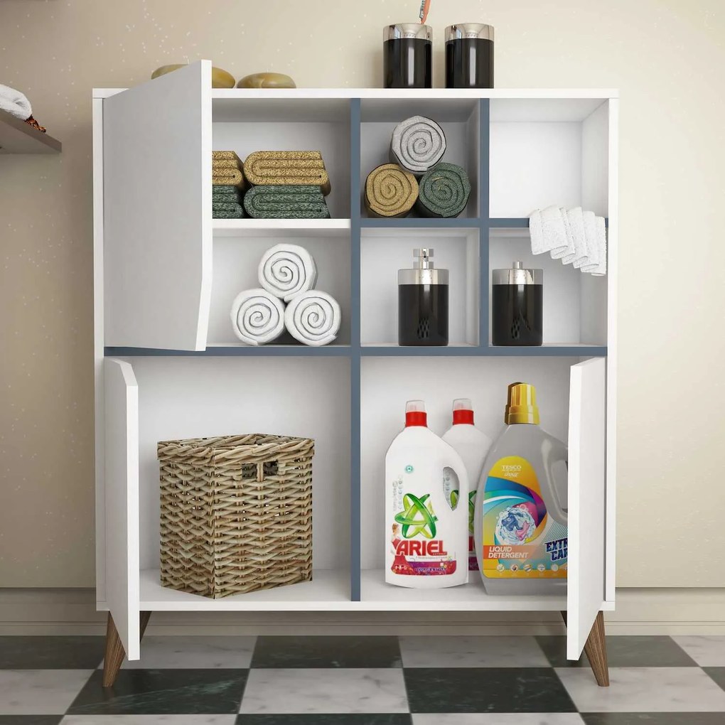 Armário Multiusos Pulse – Branco e Azul – 100x115x30 cm