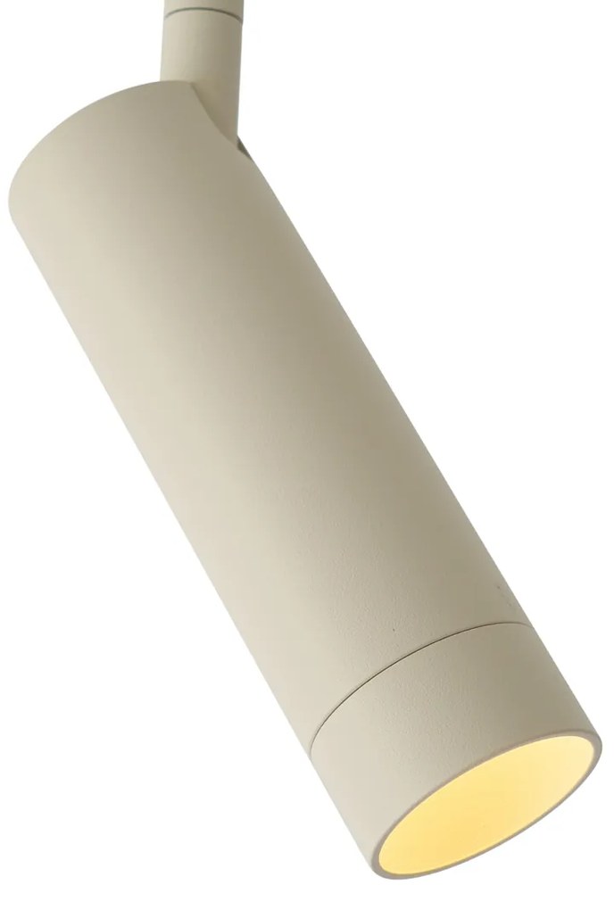 Foco moderno bege com adaptador branco para sistema de calha monofásico GU10 35mm - Iconic Jeana Luxe