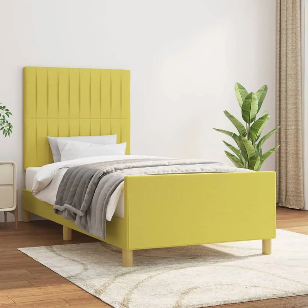 vidaXL Estrutura de cama sem colchão 100x200 cm tecido verde