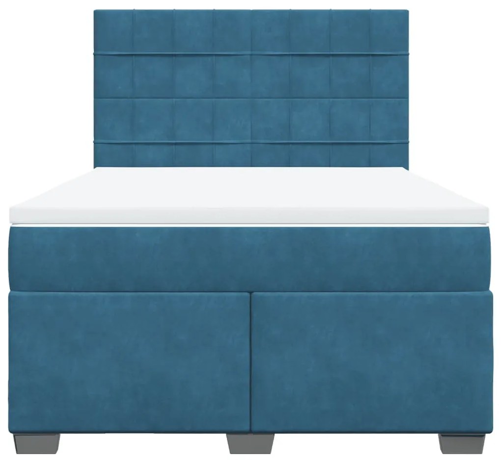 Cama com molas/colchão 160x200 cm veludo azul